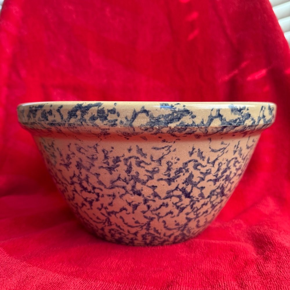 Robinson Ransbottom Bowl Large 10” Blue Mixing Pottery USA Made Roseville Ohio